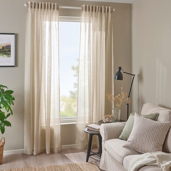 Ikea HÄLLEBRÄCKA - Thin curtain, 2 sheets, light beige,145x300 cm