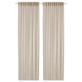 HÄLLEBRÄCKA sheer curtains, 1 pair, light beige/with heading tape, 145x300 cm