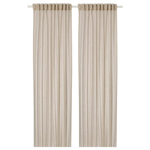 HÄLLEBRÄCKA - Thin curtain, 2 sheets, light beige,145x300 cm