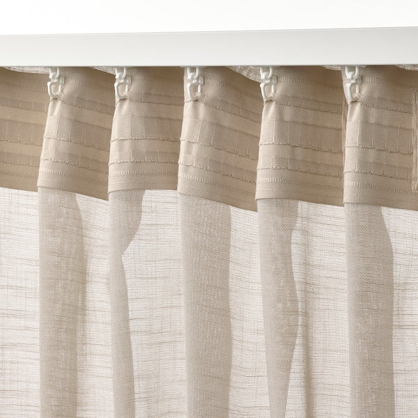 HÄLLEBRÄCKA - Thin curtain, 2 sheets, light beige,145x300 cm - best price from Maltashopper.com 00556848
