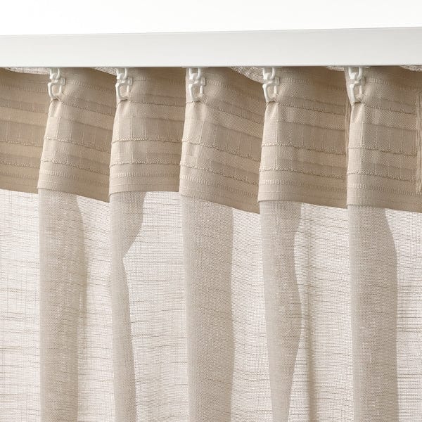 Ikea HÄLLEBRÄCKA - Thin curtain, 2 sheets, light beige,145x300 cm