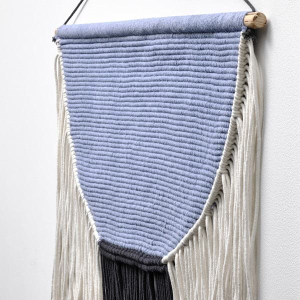 HÄNGALM - Hanging tapestry, beige black/light lilac-blue, 85x60 cm