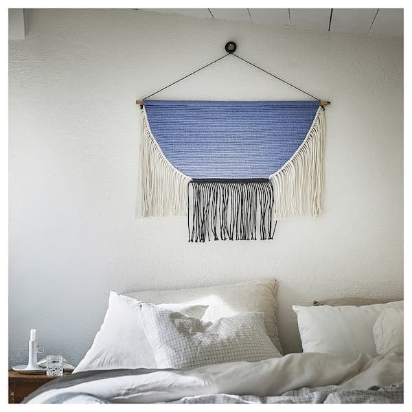 HÄNGALM - Hanging tapestry, beige black/light lilac-blue, 85x60 cm - best price from Maltashopper.com 00538053