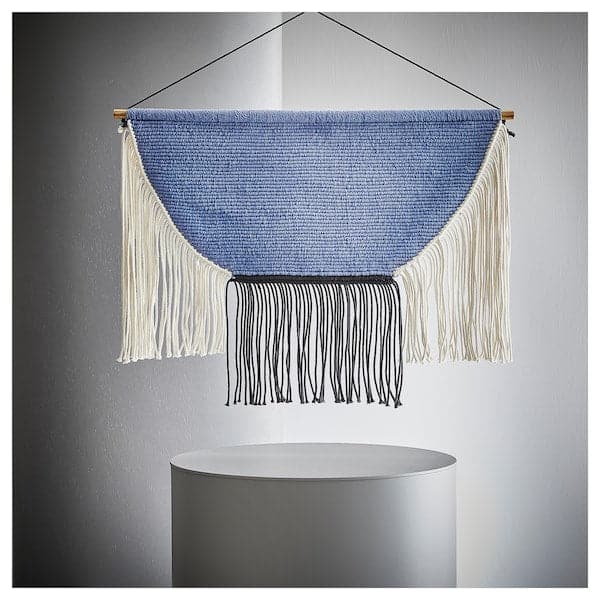 HÄNGALM - Hanging tapestry, beige black/light lilac-blue, 85x60 cm - best price from Maltashopper.com 00538053