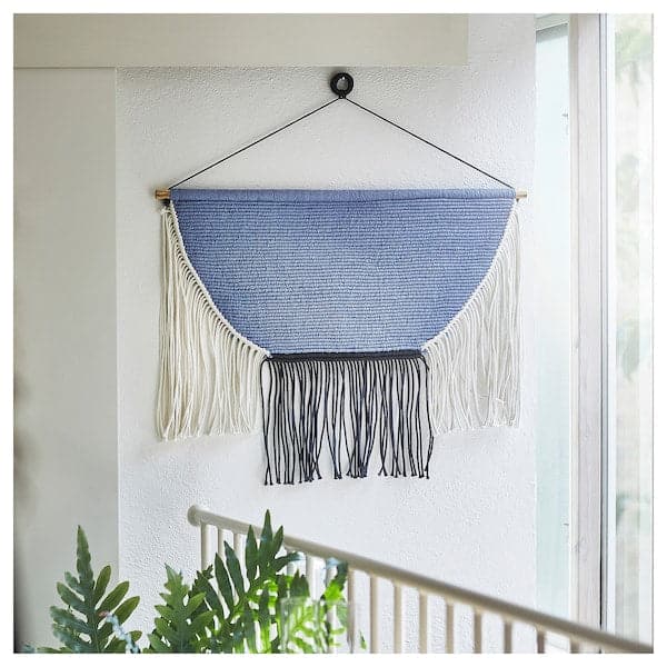 Ikea HÄNGALM - Hanging tapestry, beige black/light lilac-blue, 85x60 cm
