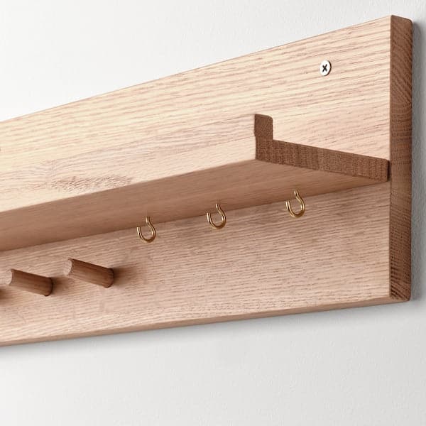 Ikea HÄSTVISKARE - Wall organiser w hooks, oak, 42x15x11 cm