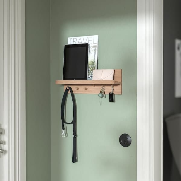Ikea HÄSTVISKARE - Wall organiser w hooks, oak, 42x15x11 cm