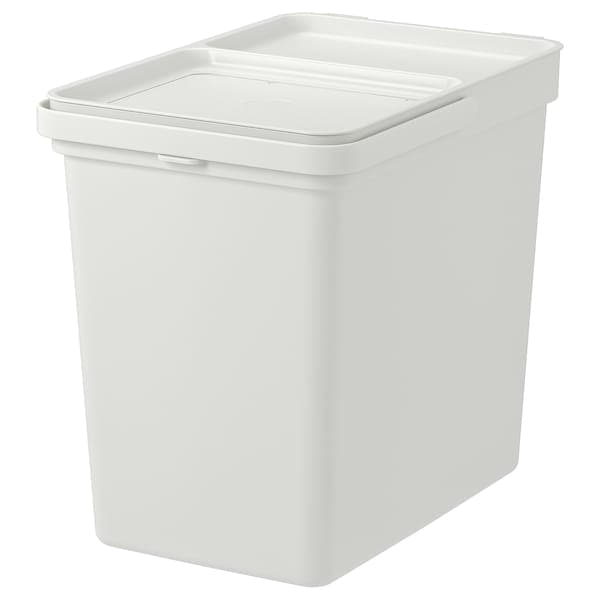 HÅLLBAR - Bin with lid, light grey, 22 l