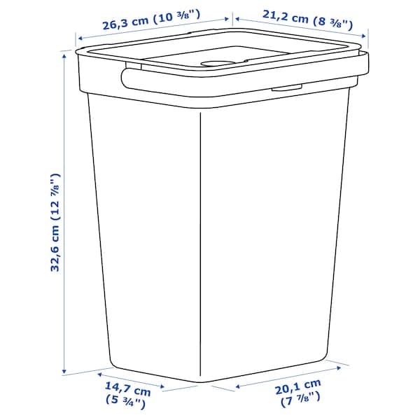 Ikea HÅLLBAR - Bin with lid, light grey, 10 l