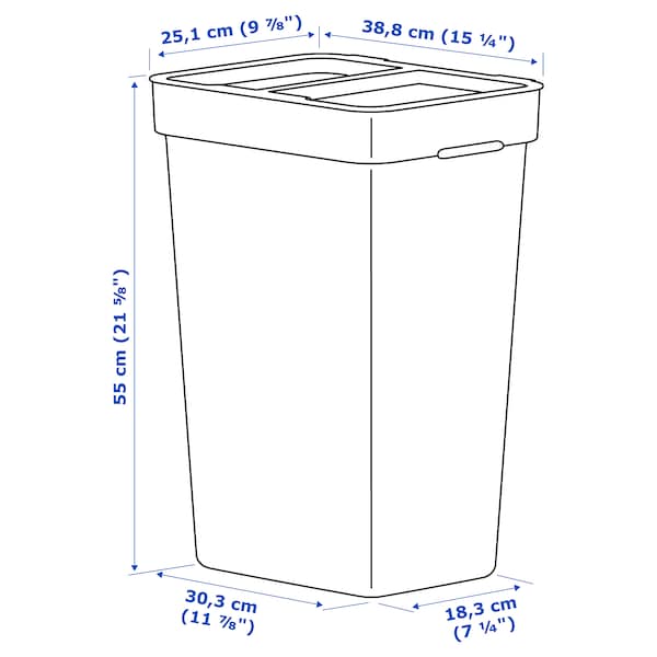 Ikea HÅLLBAR - Bin with lid, light grey, 35 l