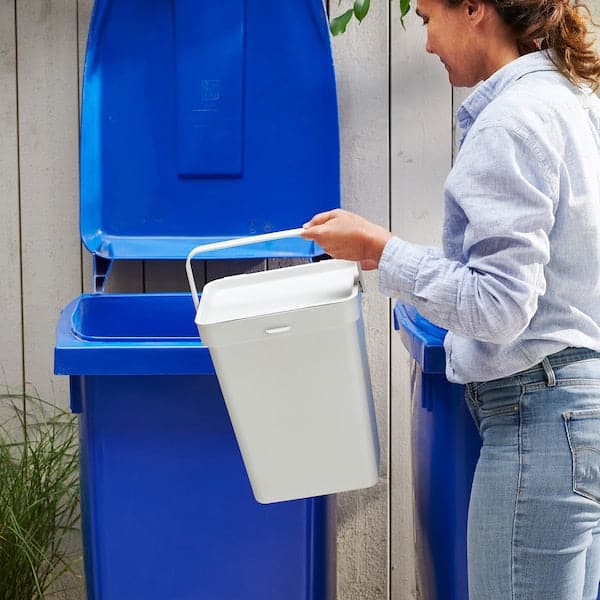 Ikea HÅLLBAR - Bin with lid for organic waste, light grey, 10 l