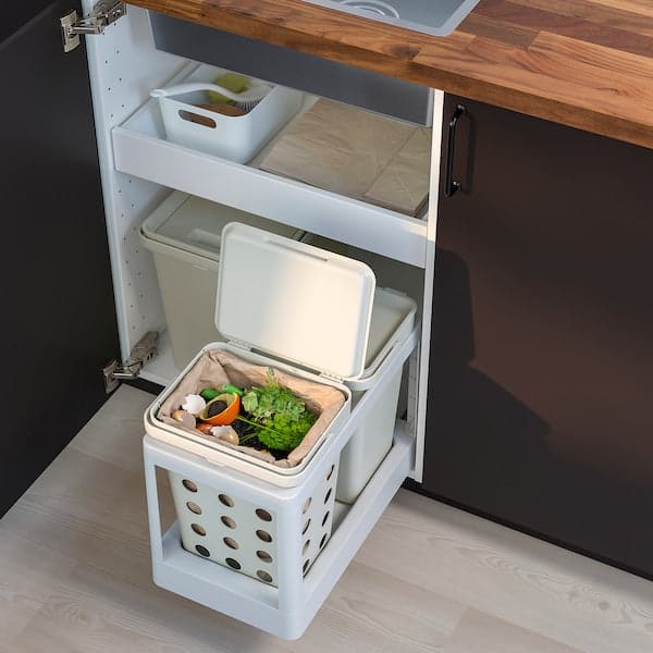 HÅLLBAR - Bin with lid for organic waste, light grey, 10 l - best price from Maltashopper.com 80433882