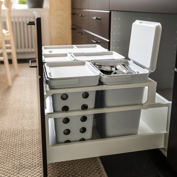 Ikea HÅLLBAR - Bin with lid for organic waste, light grey, 10 l