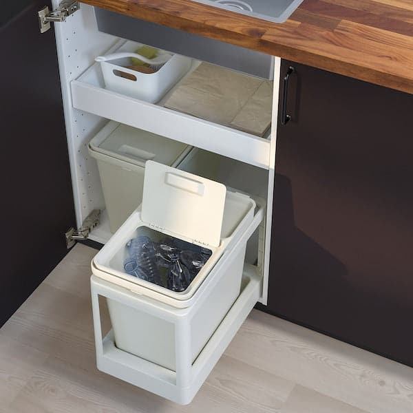 HÅLLBAR - Waste sorting solution, with pull-out/light grey, 22 l - best price from Maltashopper.com 09308825