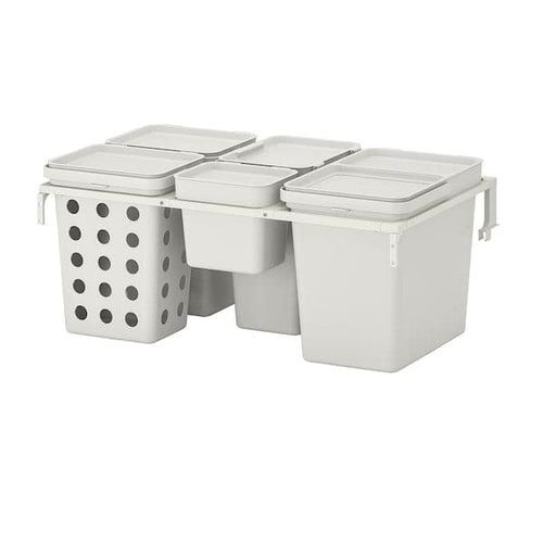 HÅLLBAR - Waste sorting solution, for METOD kitchen drawer ventilated/light grey, 55 l