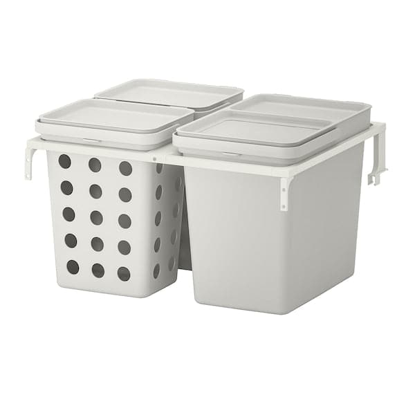 Ikea HÅLLBAR - Waste sorting solution, for METOD kitchen drawer ventilated/light grey, 42 l