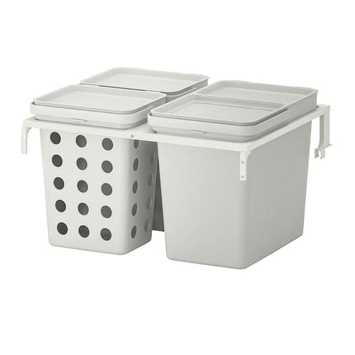 HÅLLBAR - Waste sorting solution, for METOD kitchen drawer ventilated/light grey, 42 l