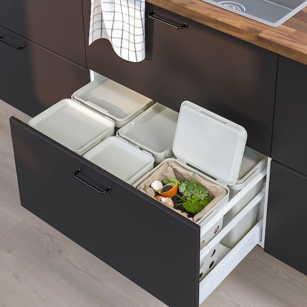 HÅLLBAR - Waste sorting solution, for METOD kitchen drawer ventilated/light grey, 53 l - best price from Maltashopper.com 09309698