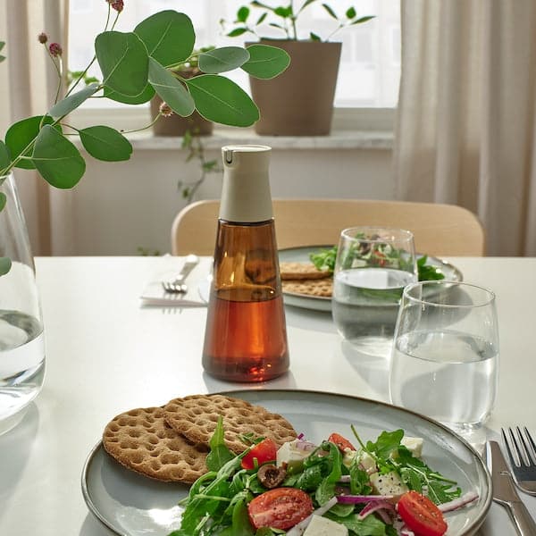 Ikea HALVTOM - Bottle with pour spout, glass/brown, 19 cm