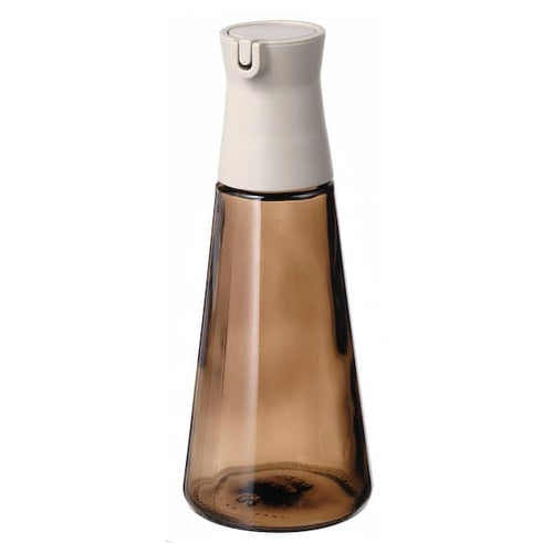 HALVTOM bottle with pour spout, glass/brown, 19 cm