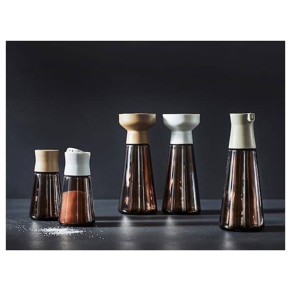 Ikea HALVTOM - Bottle with pour spout, glass/brown, 19 cm