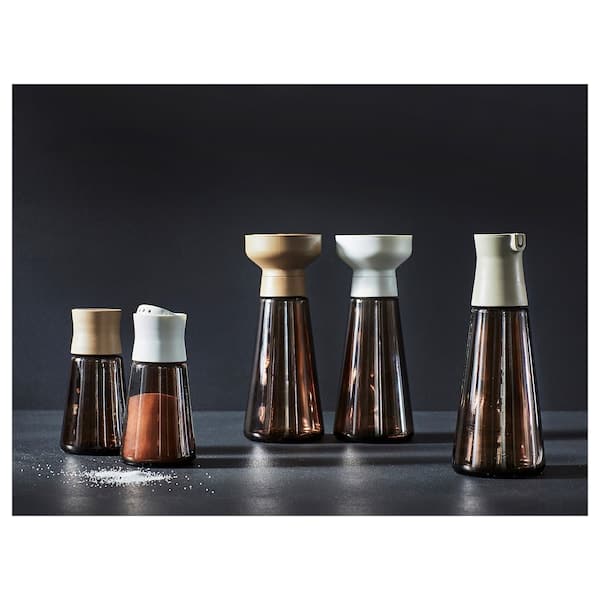 HALVTOM - Bottle with pour spout, glass/brown, 19 cm - best price from Maltashopper.com 00523462