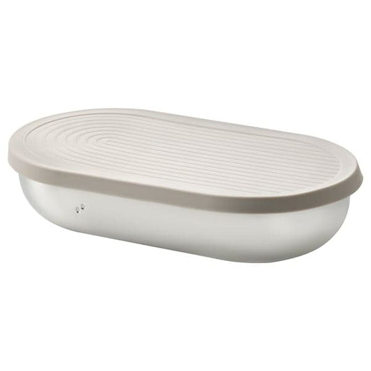 Ikea HALVVARM - Food container w lid and divider, stainless steel/beige, 0.7 l