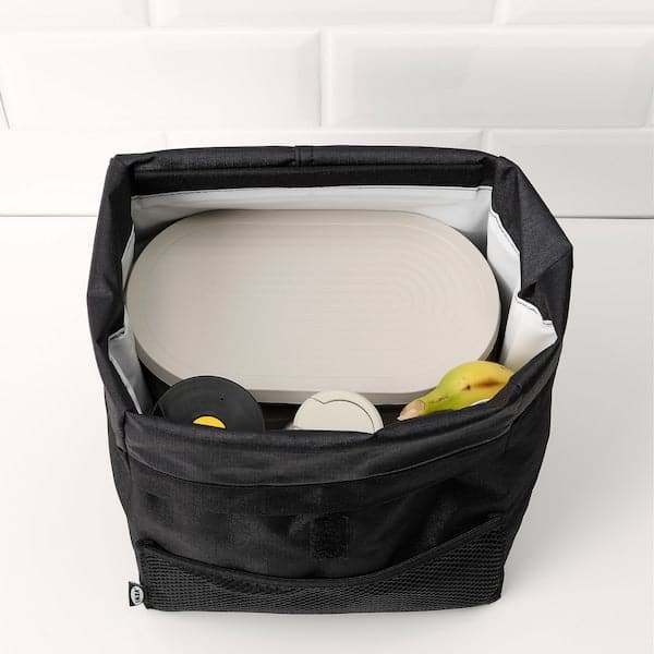 HALVVARM - Food container w lid and divider, stainless steel/beige, 0.7 l - best price from Maltashopper.com 20497221