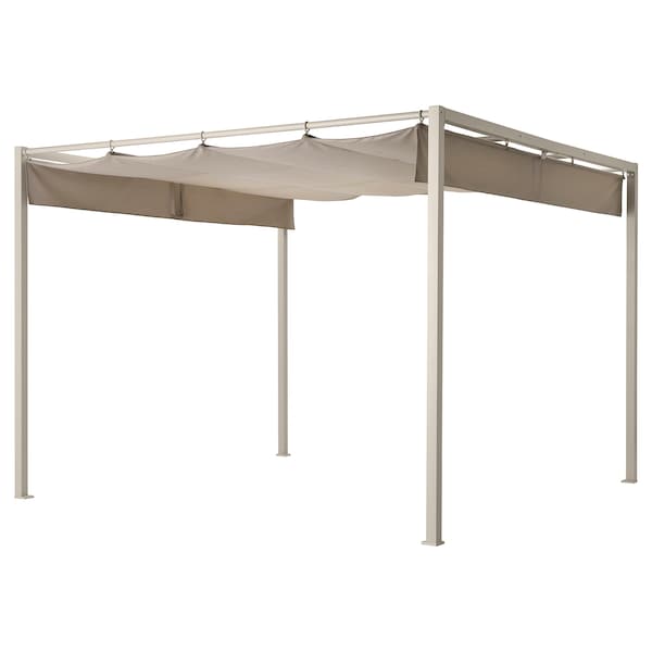 HAMMARÖN - Pergola, grey-beige/dark grey-beige, 300x300 cm