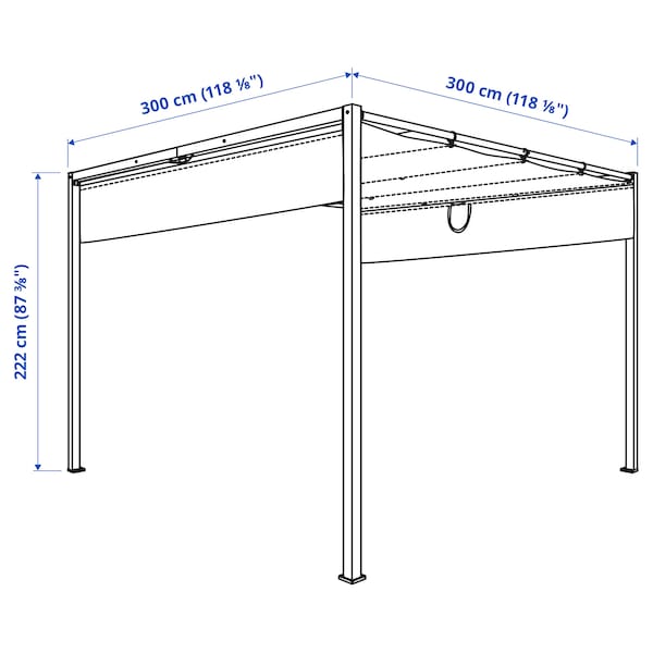 Ikea HAMMARÖN - Pergola, grey-beige/dark grey-beige, 300x300 cm