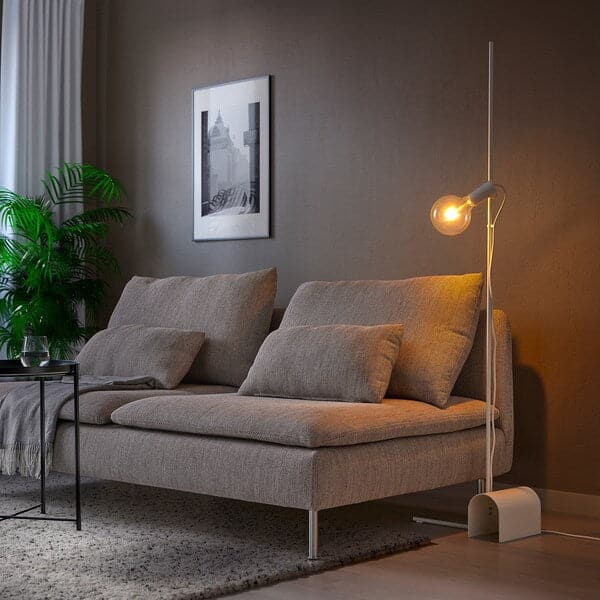 Ikea HÅRSLINGA / LUNNOM - Floor lamp with bulb, white/clear glass ,