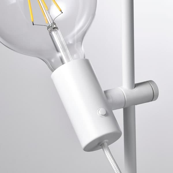 Ikea HÅRSLINGA / LUNNOM - Floor lamp with bulb, white/clear glass ,