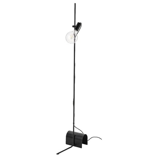 Ikea HÅRSLINGA / LUNNOM - Lampada da terra con lampadina, nero/vetro trasparente ,