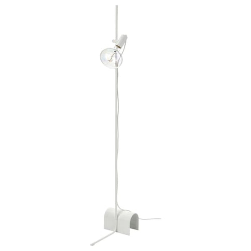 HÅRSLINGA / MOLNART - Floor lamp with bulb, white / multicoloured elliptical shape ,