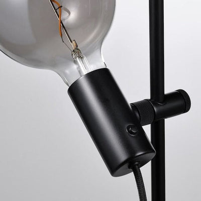 HÅRSLINGA / MOLNART - Floor lamp with bulb, black/globe transparent glass grey , - best price from Maltashopper.com 09509659