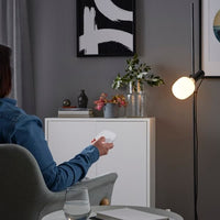 HÅRSLINGA / TRÅDFRI - Floor lamp with bulb, black/smart white spectrum , - best price from Maltashopper.com 59513499