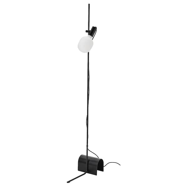 HÅRSLINGA / TRÅDFRI - Floor lamp with bulb, black/smart white spectrum ,