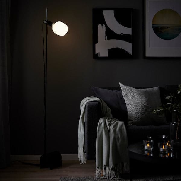 Ikea HÅRSLINGA / TRÅDFRI - Floor lamp with bulb, black/smart white spectrum ,