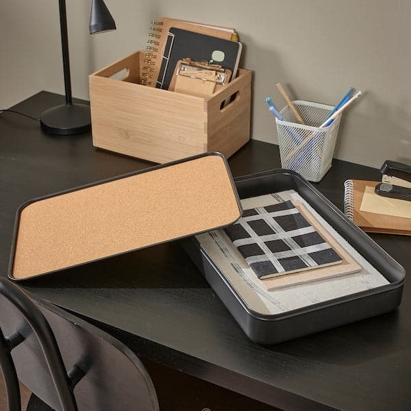 Ikea HARVMATTA - Box with lid, anthracite, 24x35x6 cm
