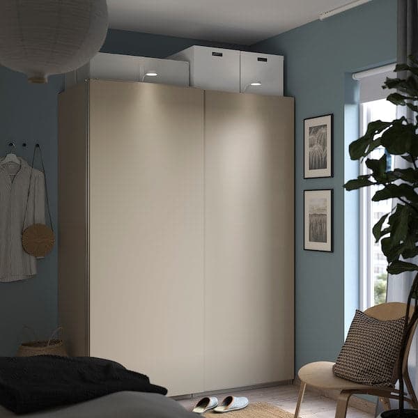 HASVIK - Pair of sliding doors, beige, 150x201 cm - best price from Maltashopper.com 20510958