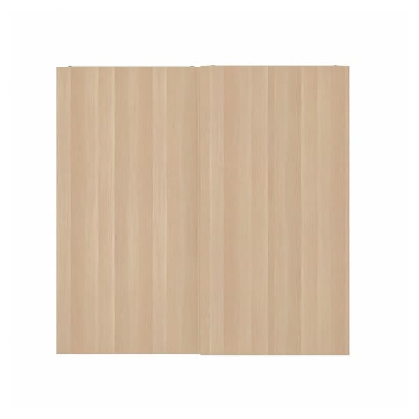 HASVIK - Pair of sliding doors, oak effect with white stain, 200x201 cm - best price from Maltashopper.com 70521563