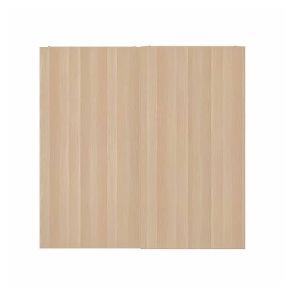 Ikea HASVIK - Pair of sliding doors, white stained oak effect, 200x201 cm