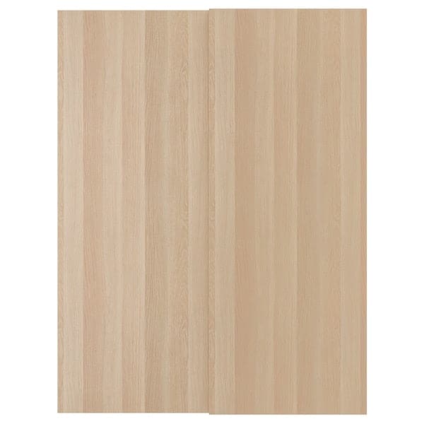 HASVIK - Pair of sliding doors, oak effect with white stain, 150x201 cm - best price from Maltashopper.com 70521558