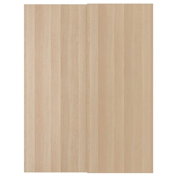 HASVIK - Pair of sliding doors, white stained oak effect, 150x201 cm