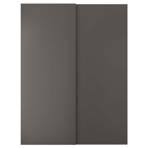 HASVIK - Pair of sliding doors, dark grey, 150x201 cm