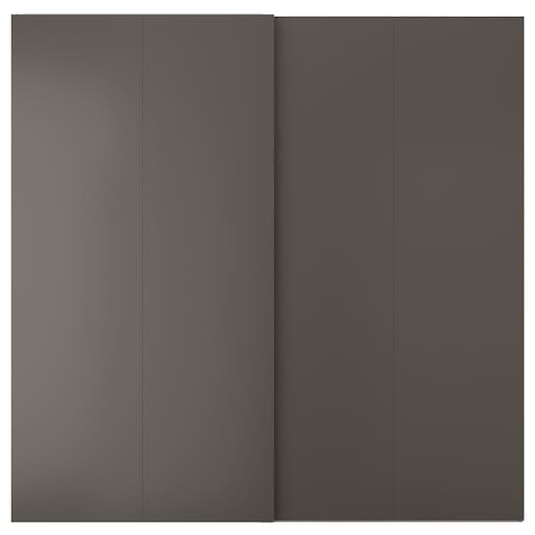 HASVIK - Pair of sliding doors, dark grey, 200x201 cm - best price from Maltashopper.com 10510954