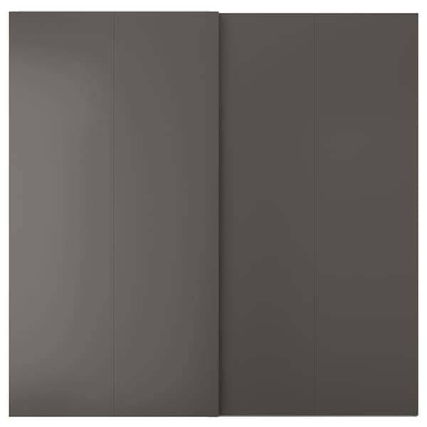 Ikea HASVIK - Pair of sliding doors, dark grey, 200x201 cm