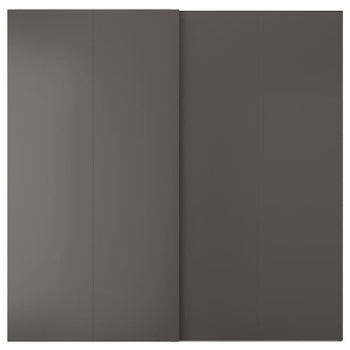 HASVIK - Pair of sliding doors, dark grey, 200x201 cm