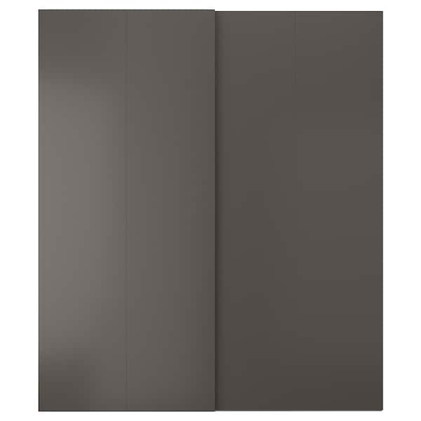 HASVIK - Pair of sliding doors, dark grey, 200x236 cm - best price from Maltashopper.com 60510956