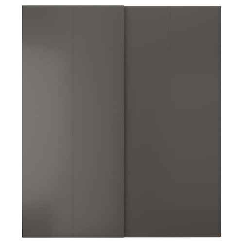 HASVIK - Pair of sliding doors, dark grey, 200x236 cm